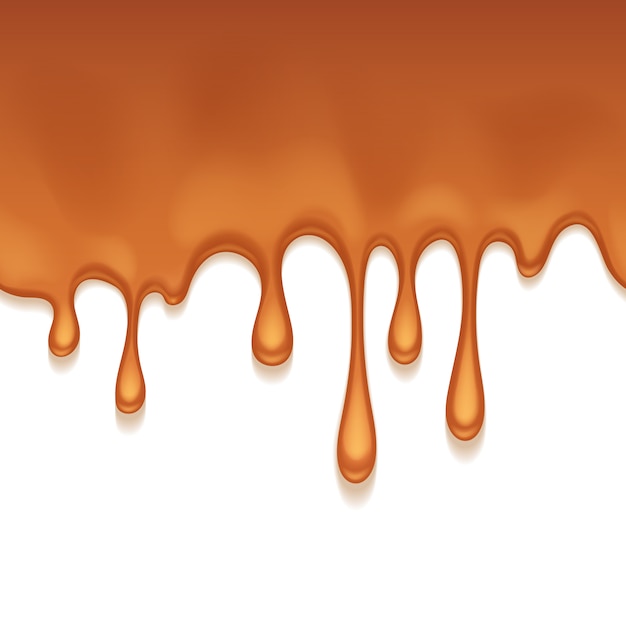 Vector caramel drips. seamless horizontal border.