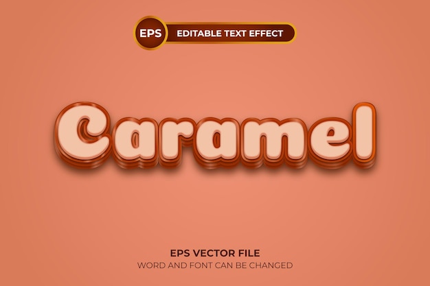 Vettore modello di effetto testo modificabile caramello