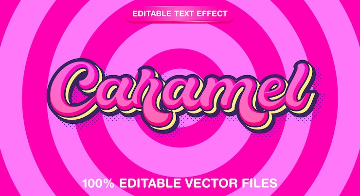 Vector caramel editable vector text and font effect style design