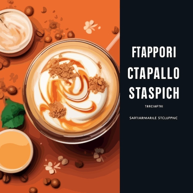 Vettore promozione del menu di bevande salutari al caramello frappuccino