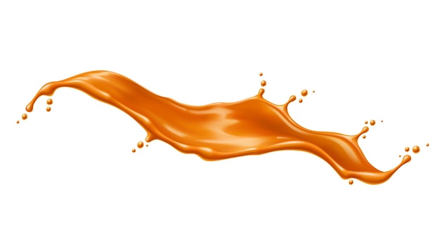 Vector caramel sauce flow wave splash 3d milk candy