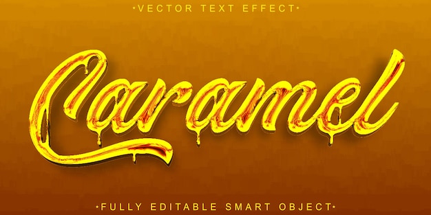 Vettore caramel vector effetto di testo dell'oggetto intelligente completamente modificabile