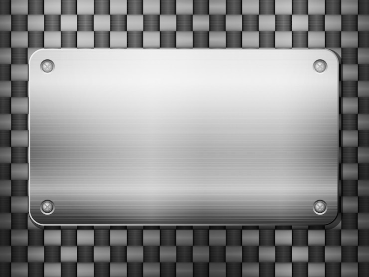 Vector carbon background and metal plate