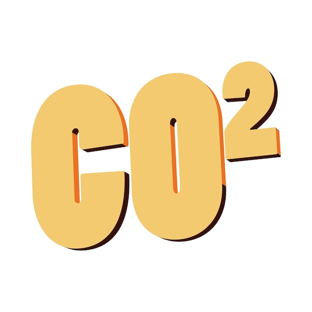 흰색 배경에 만화 스타일의 이산화탄소 CO2 아이콘