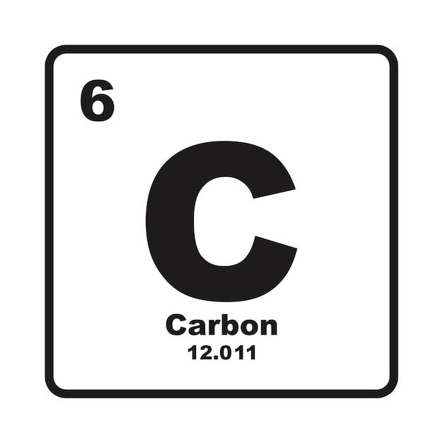 Vettore elemento chimico iconico del carbonio nella tabella periodica