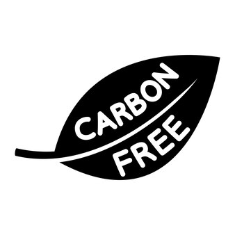 Icona della neutralità del carbonio. simbolo di riciclaggio di co2. foglia con scritta carbon free