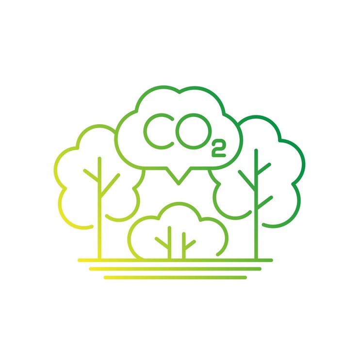 वेक्टर carbon offset, co2 gas reduction line icon