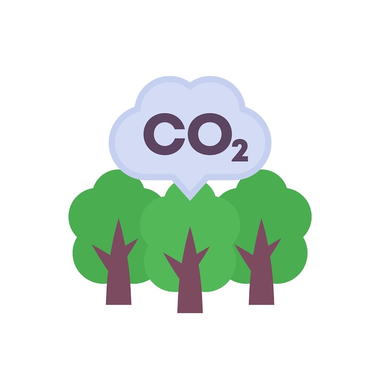 वेक्टर carbon offset icon co2 emissions reduction flat vector