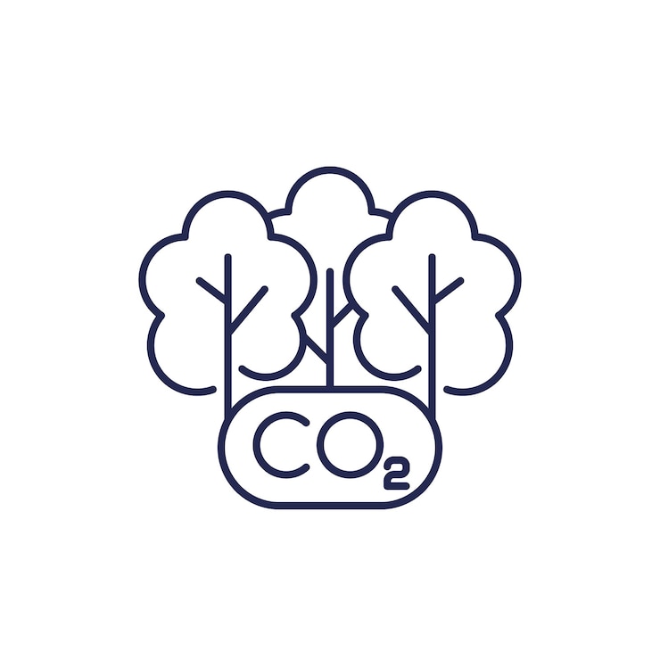 वेक्टर carbon offset and reducing co2 gas line icon