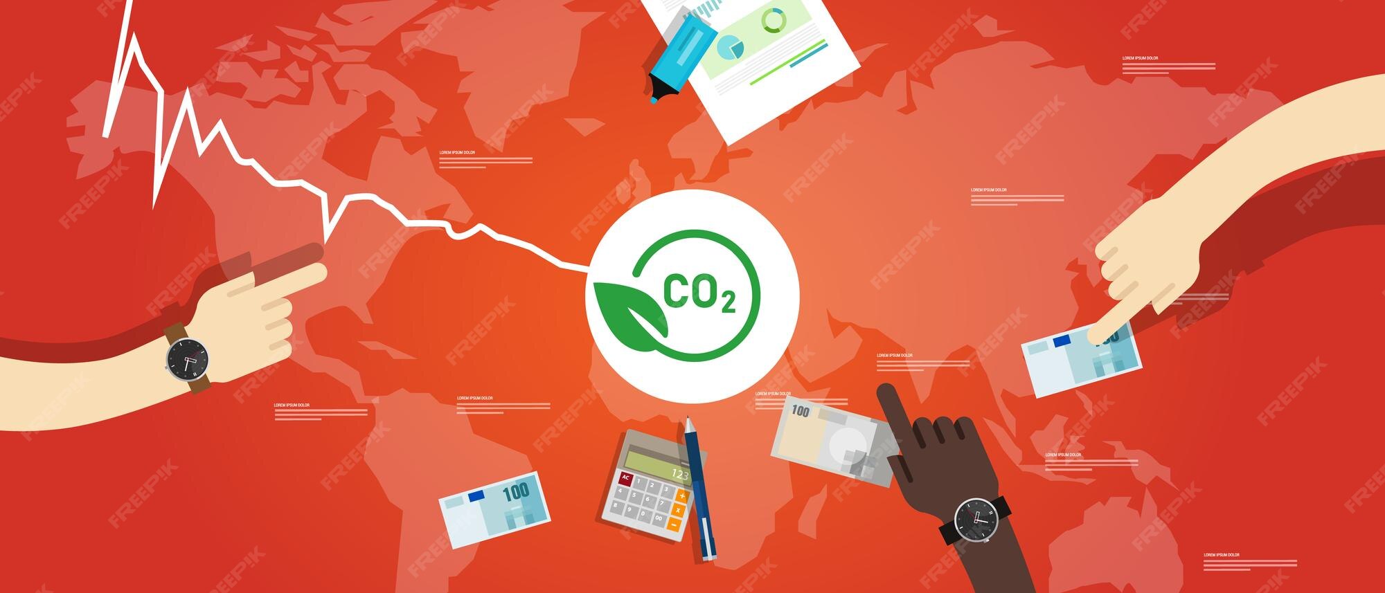 Premium Vector | Carbon pricing going down decrease low carbon tax