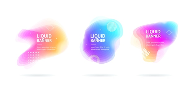 Vector card banner set with abstract colorful liquid shapes design concept vector