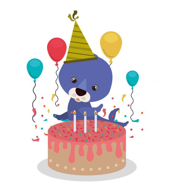 card of birthday celebration with seal