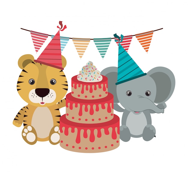 Vector card of celebration with animals