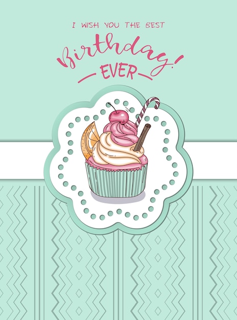 Vector card_cupcake_birthday