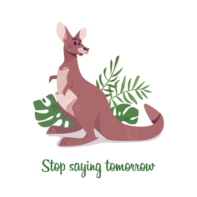 Vector card cute australian kangaroo in cartoon style