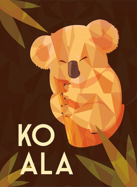 Card of cute australian Koala on a tree