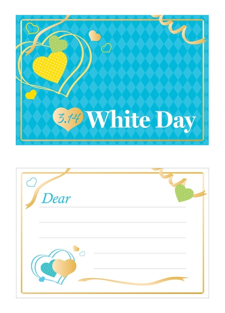 Card design of heart and ribbon of the White Day. This is a Japanese event.