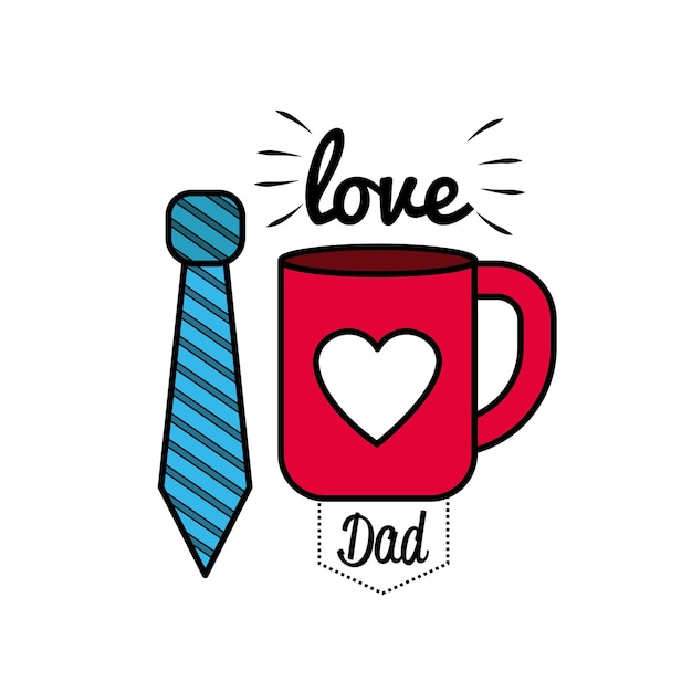 Card of father day with tie and cup decoration