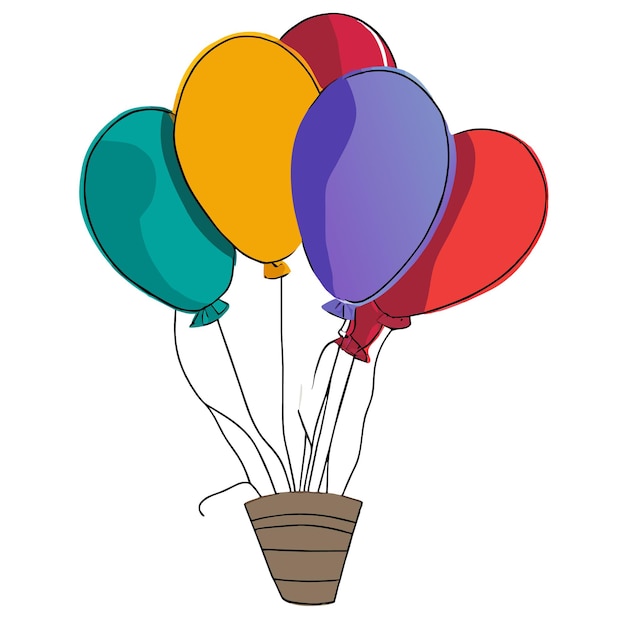 Vector a card featuring a bunch of colorful balloons each with a sweet birthday wish