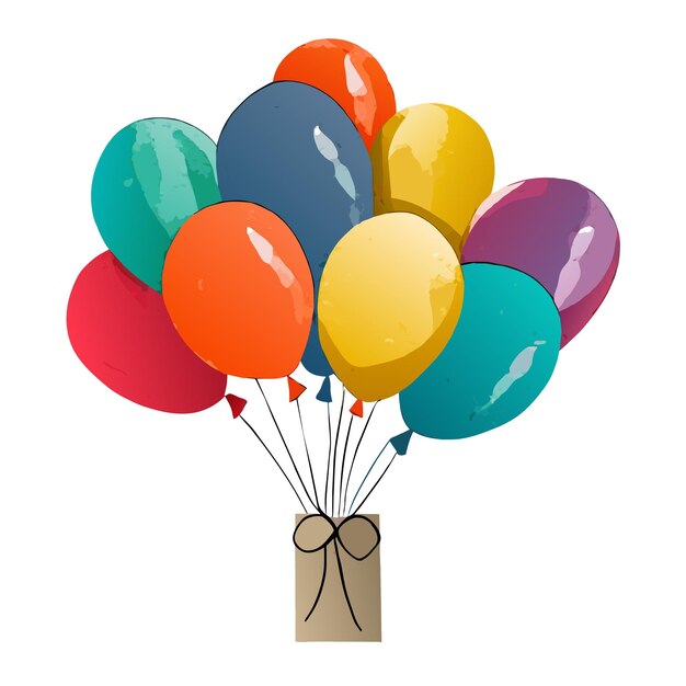 Vector a card featuring a bunch of colorful balloons each with a sweet birthday wish