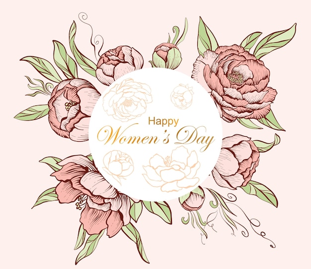 Card flyer flowers hand drawn floral background beautiful vector