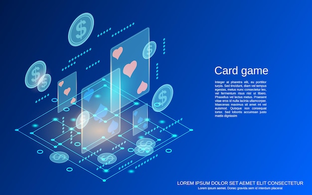 Card game success flat 3d isometric vector concept illustration