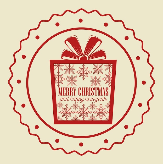 Vector card gift merry christmas and new year design