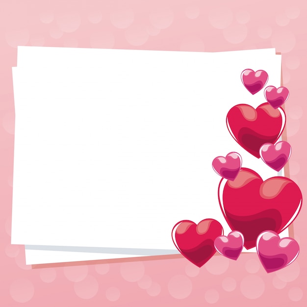 card greeting pink hearts gloss empty
