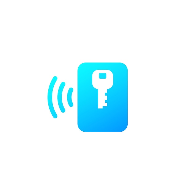 Card key, electronic pass icon on white