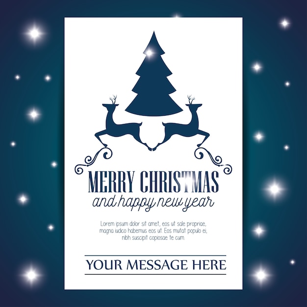 Vector card merry christmas and new year design isolated