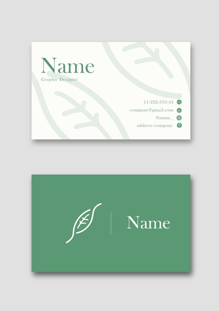 Vector card name green leaves