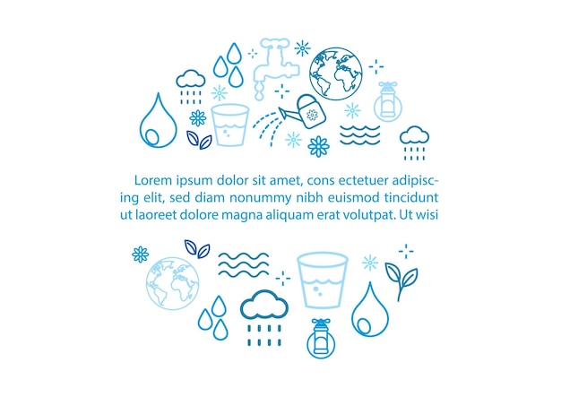 Vector card and posters campaign of world water day in flat icon style and vector design