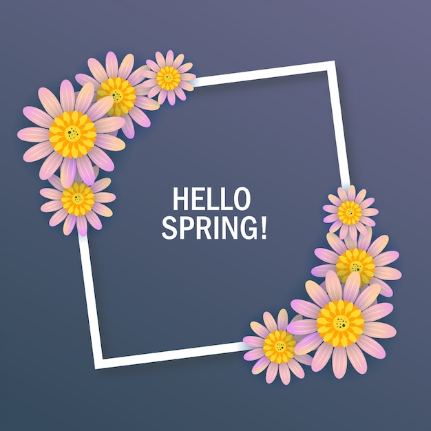 Vector card for spring season with white frame