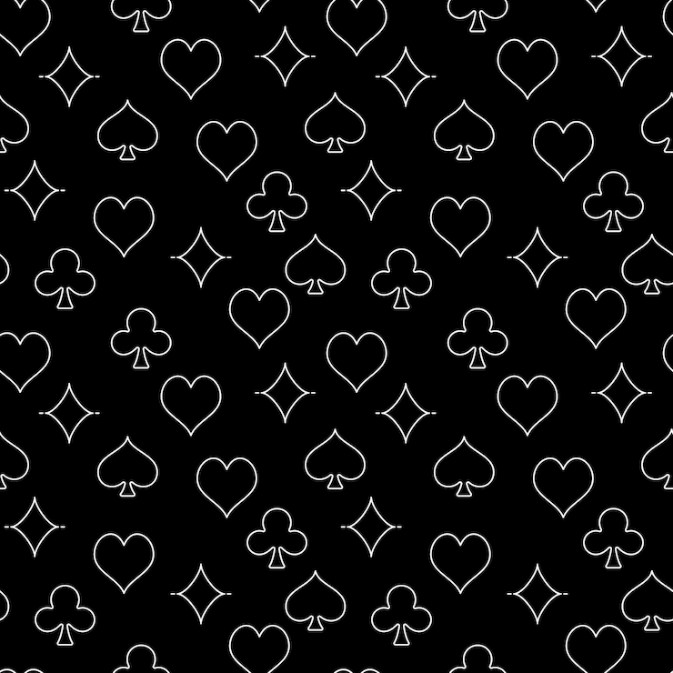 Vector card suits pattern vector casino seamless dark background