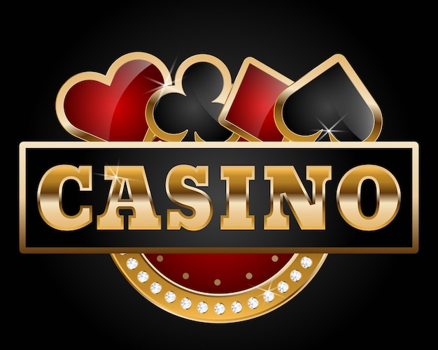 Vector card suits poster on black background for casino