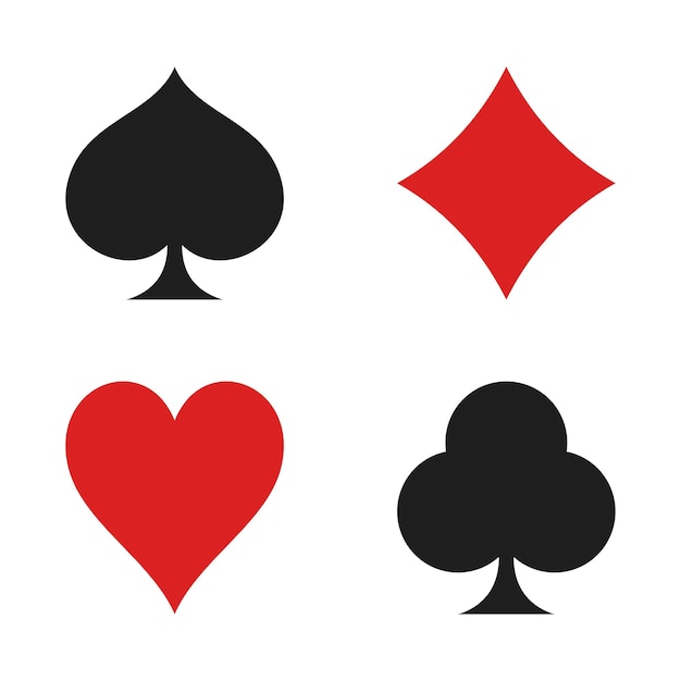 Card suits vector icons Hearts crosses spades and diamonds on white background