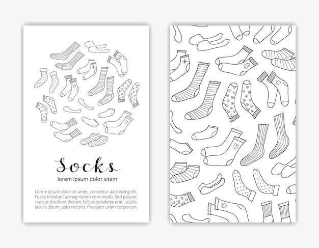 Card templates with hand drawn socks