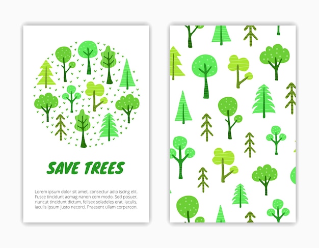 Vector card templates with scandinavian trees