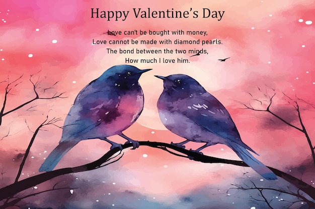 A card that says happy valentine's day with two birds on it