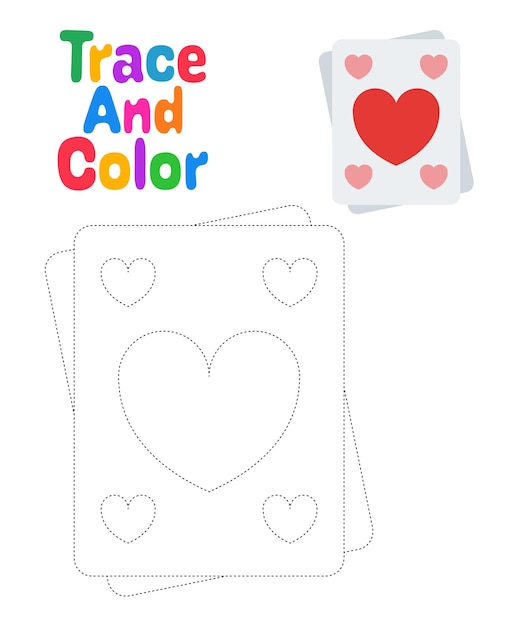 Card tracing worksheet for kids