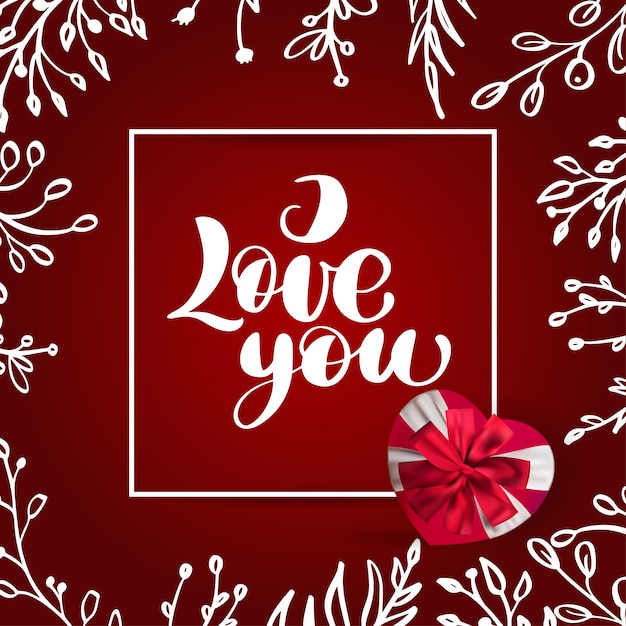 Card valentine I Love You Lettering stylish text