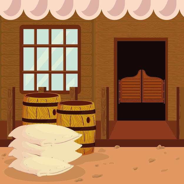 Vector card of wild west tavern