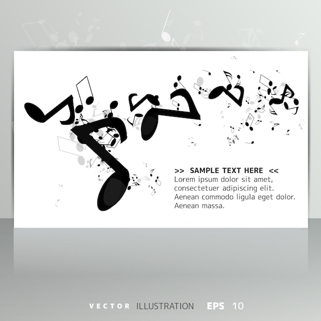 Vector card with abstract background with music notes