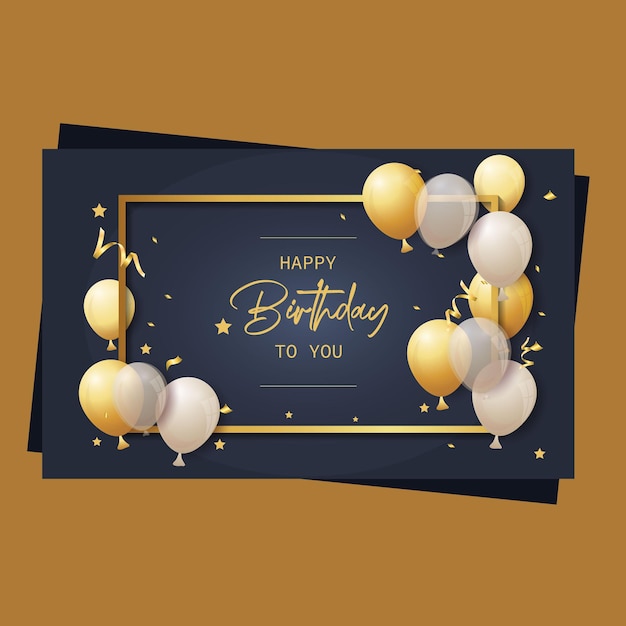 A card with balloons and the words happy birthday to you on a dark background