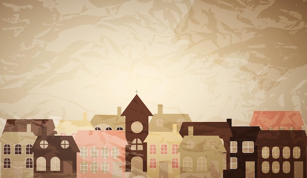 Vector card with a beautiful little  town. vector illustration