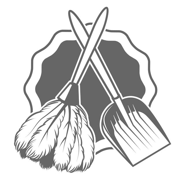 Vector card with a broom maid