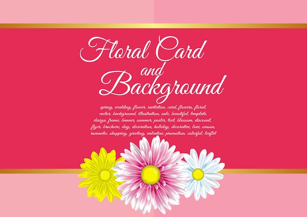 Vector card with chrysanthemum flowers.