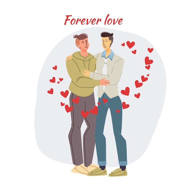 card with couple in love on their date on valentine's day