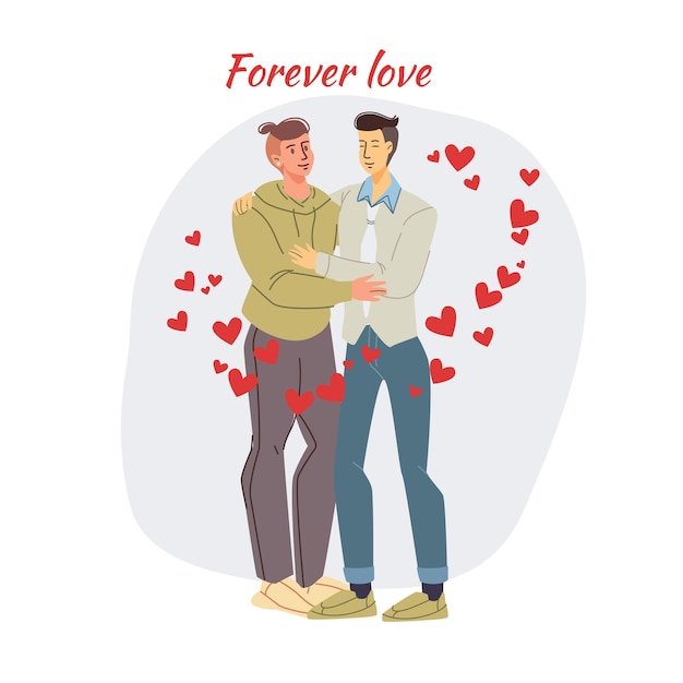 Vector card with couple in love on their date on valentine's day