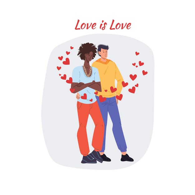 Card with couple in love on their date on Valentine's Day